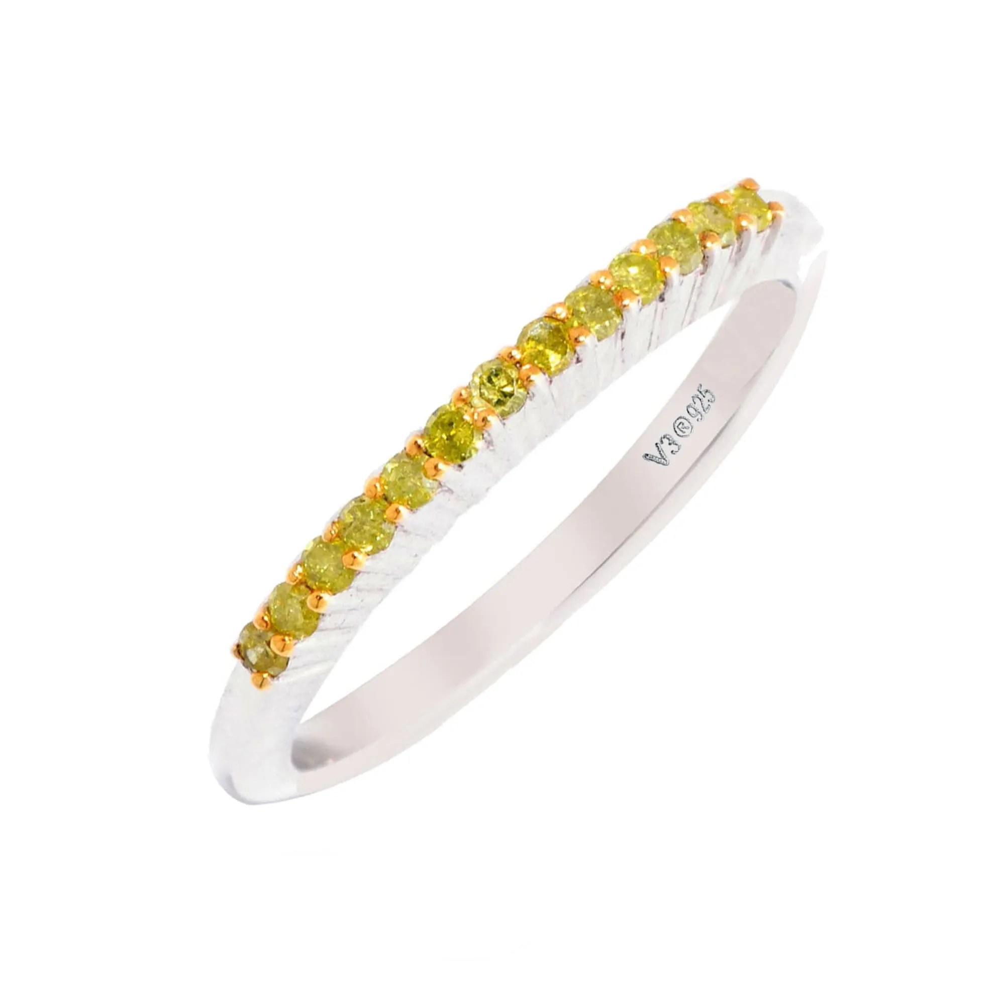 Round Shape Real Yellow Diamond Sterling Silver Stakable Band Ring sold by Zulily product image thumbnail 2