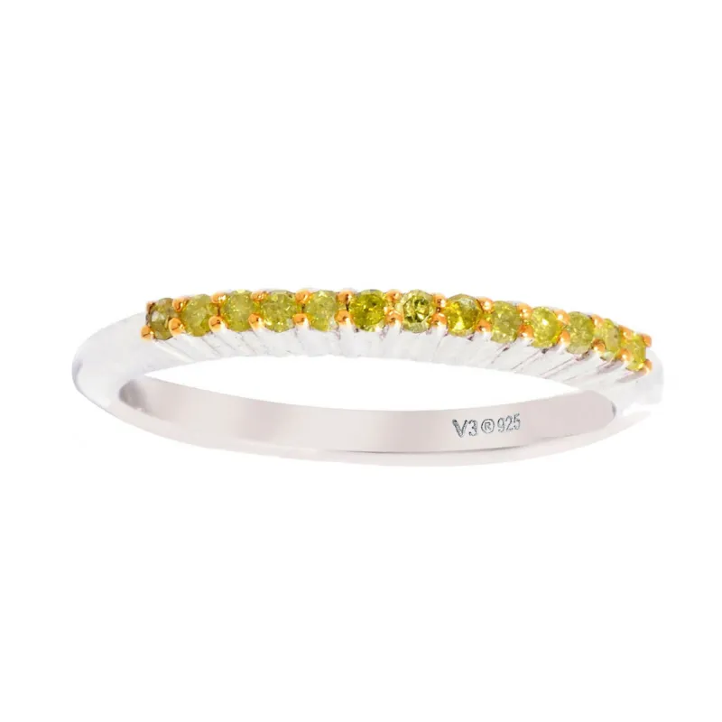 Round Shape Real Yellow Diamond Sterling Silver Stakable Band Ring sold by Zulily