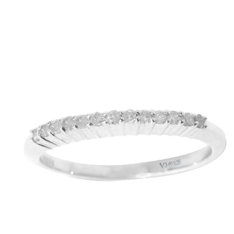 Sterling Silver Real White Diamond Stakable Band Ring sold by Zulily