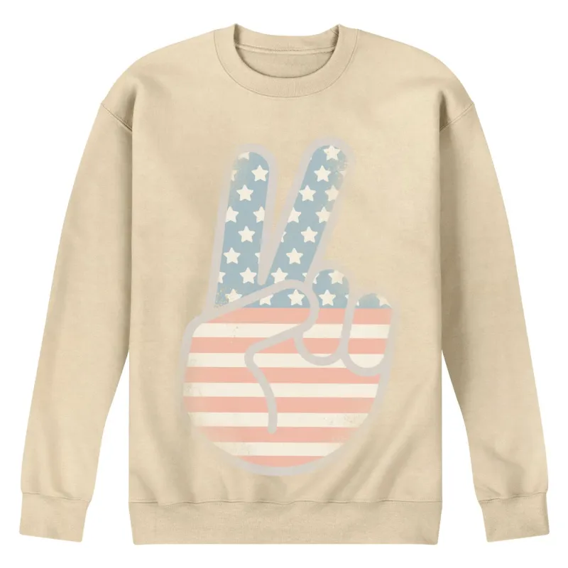 Instant Message - Flag Peace Sign - Men's Crew Fleece Sweatshirt sold by Zulily