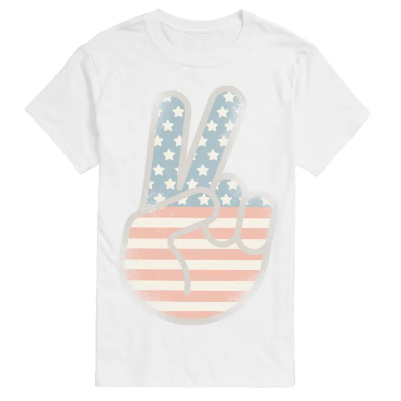 Instant Message - Flag Peace Sign - Men's Short Sleeve Graphic T-Shirt made by Zulily