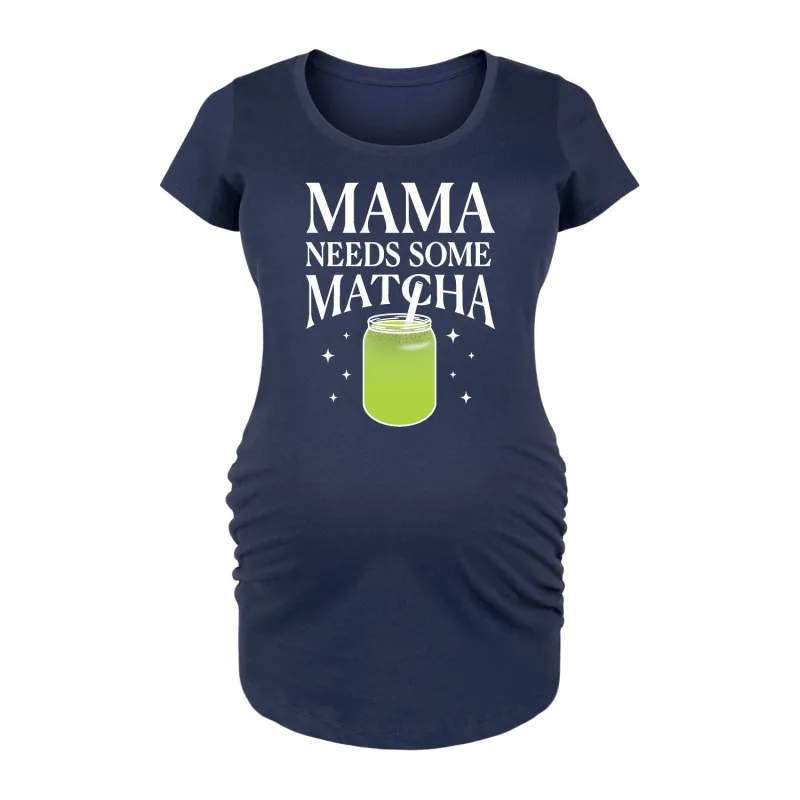 Instant Message - Mama Needs Matcha - Women's Maternity Scoop Neck Graphic T-Shirt sold by Zulily