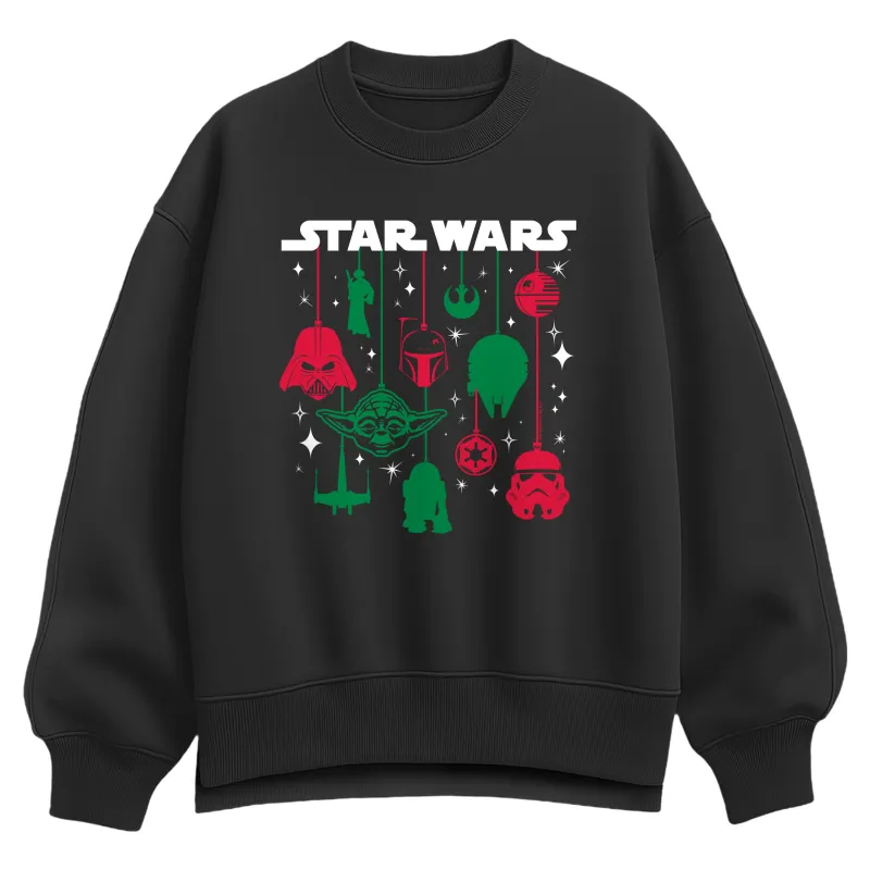 Star Wars - Red and Green Ornaments - Women's Oversized Fleece Crew Sweatshirt made by Star Wars