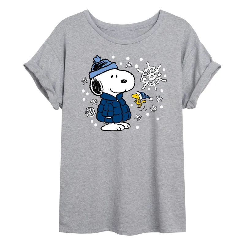 Peanuts - Snoopy Woodstock Hats - Juniors Oversized Graphic T-Shirt sold by Zulily