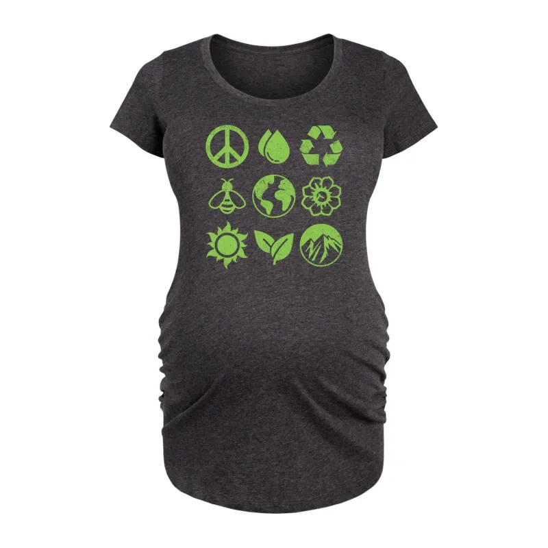 Instant Message - Earth Day Grid - Women's Maternity Scoop Neck Graphic T-Shirt made by Zulily