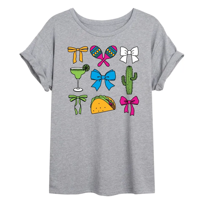 Instant Message - Cinco De Mayo Bows - Juniors Oversized Graphic T-Shirt sold by Zulily
