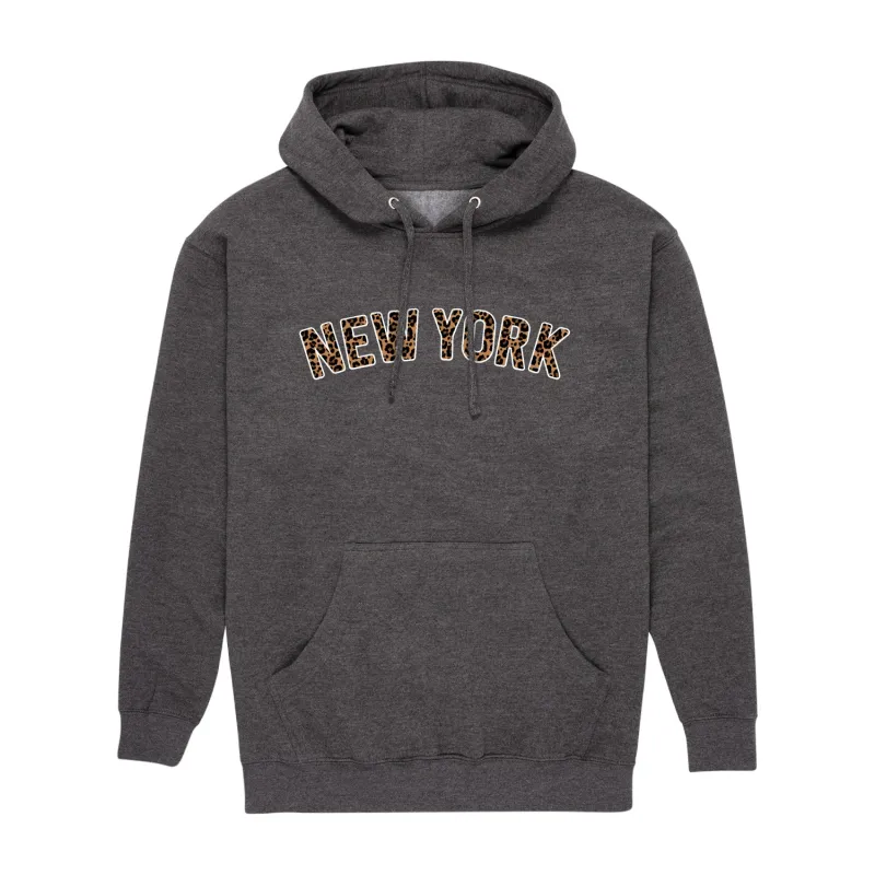 Instant Message - Leopard Print New York - Men's Fleece Hoodie Sweatshirt made by Zulily