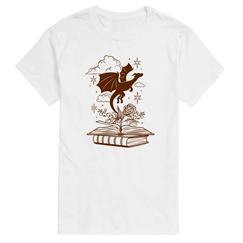 Instant Message - Dragon Flying Out Of Book - Men's Short Sleeve Graphic T-Shirt sold by Zulily