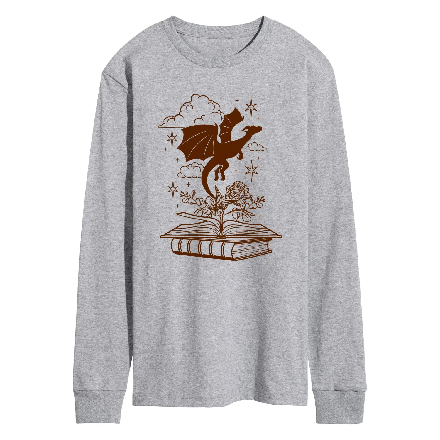 Instant Message - Dragon Flying Out Of Book - Men's Long Sleeve Graphic T-Shirt sold by Zulily