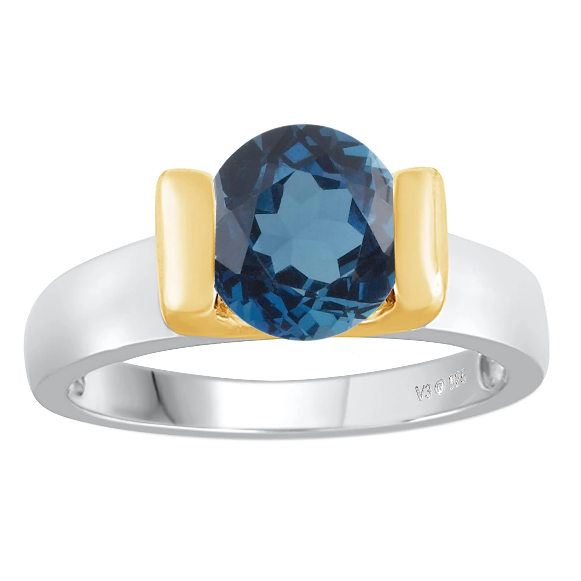 V3 Jewelry 925 Sterling Silver Round Cut 2.20 Carat Natural London Blue Topaz Solitaire ring sold by Zulily product image thumbnail 2