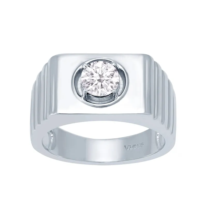 V3 Jewelry Sterling Silver with Moissanite Solitaire Ring sold by Zulily