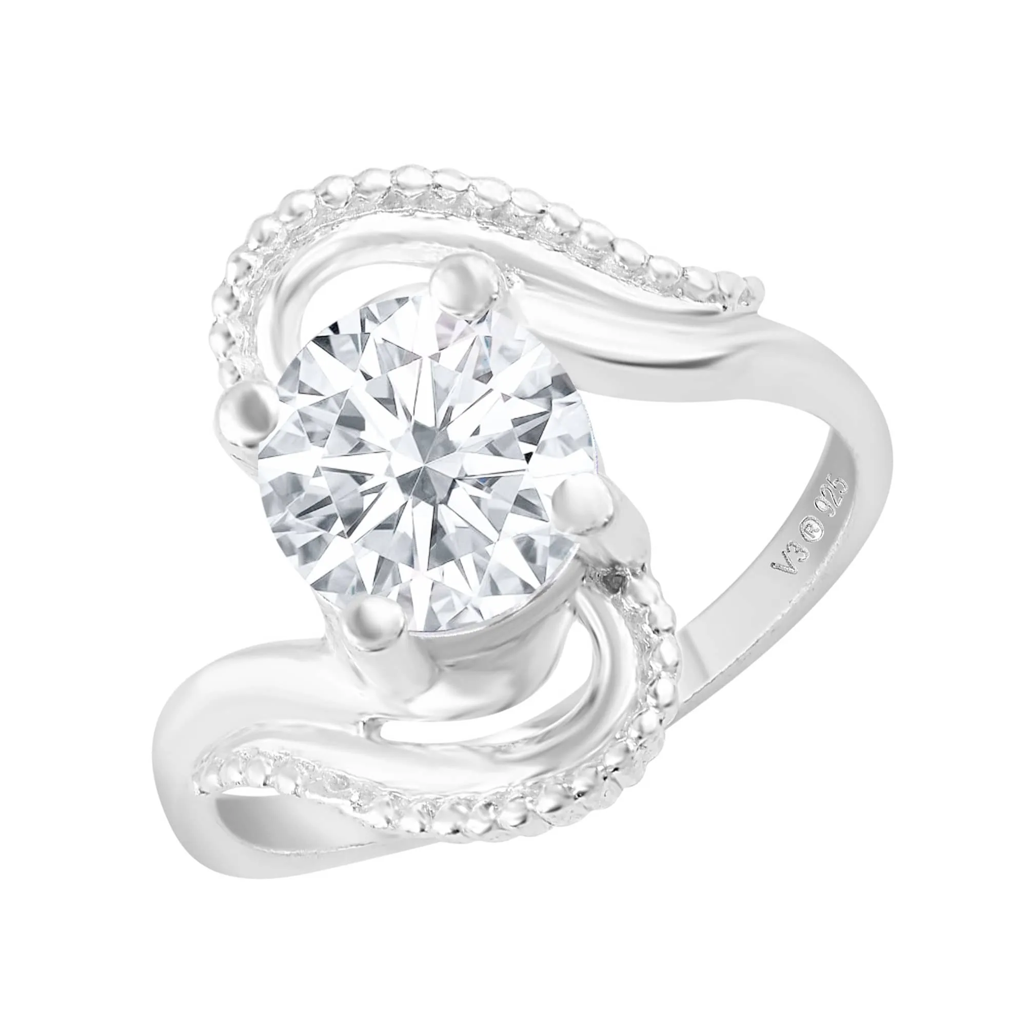 V3 Jewelry Sterling Silver with Moissanite Solitaire Ring sold by Zulily product image thumbnail 4