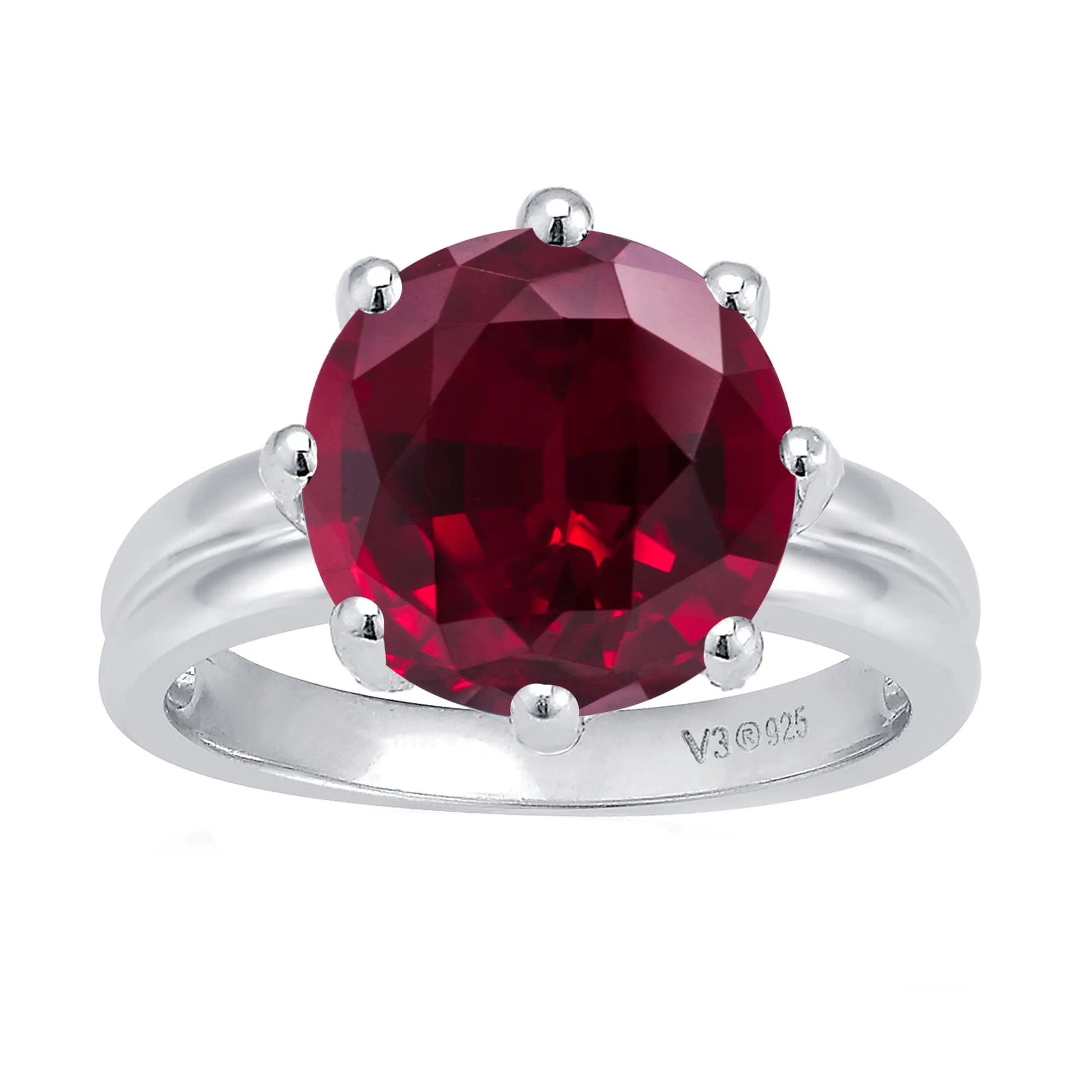 V3 Jewelry 925 Sterling Silver 4.0CT Round Cut Ruby Large Solitaire Ring sold by Zulily product image thumbnail 5