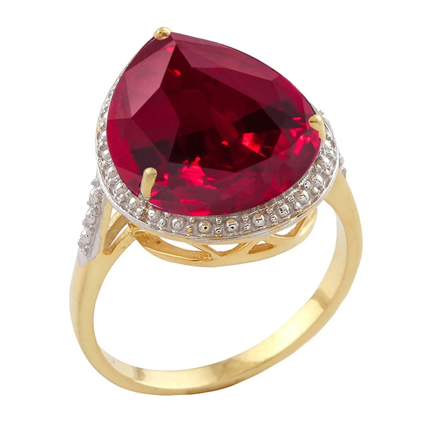 V3 Jewelry 18KT Gold Over Sterling Silver 9.50CT Pear Cut Ruby Solitaire Ring sold by Zulily product image thumbnail 2