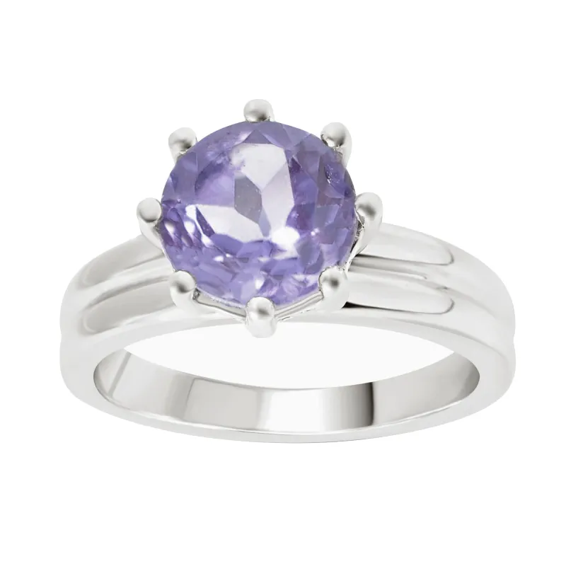 V3 Jewelry 925 Sterling Silver with Round Shape Natural Tanzanite Solitaire Ring sold by Zulily