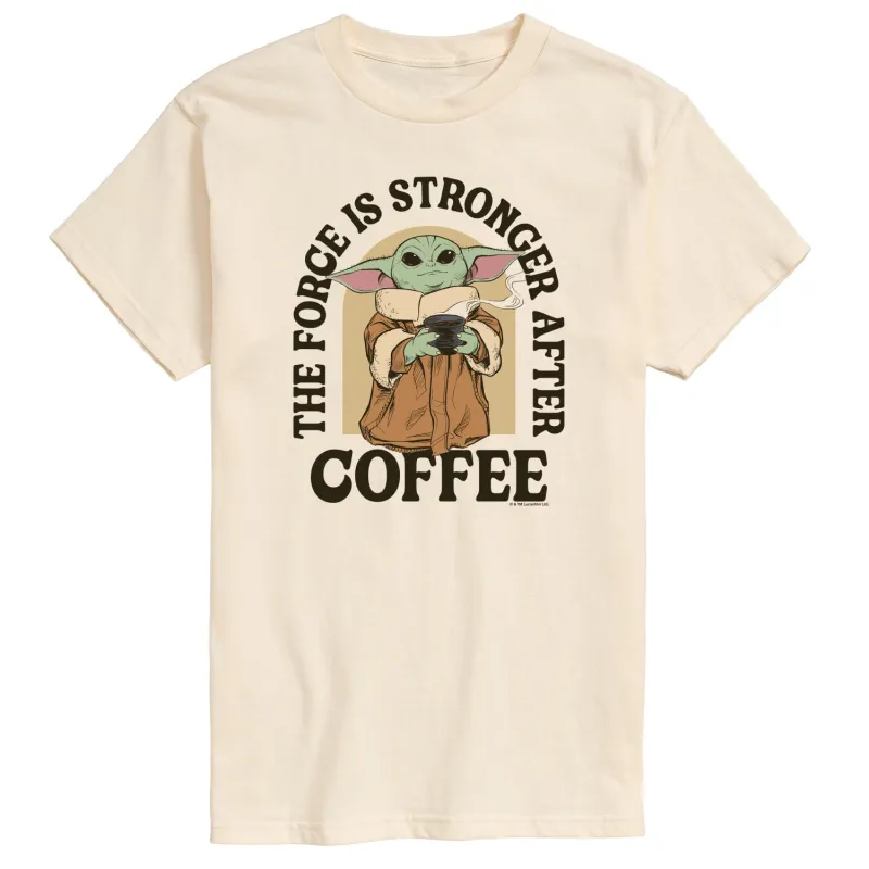 The Mandalorian - Force Stronger After Coffee - Men's Short Sleeve Graphic T-Shirt made by Zulily