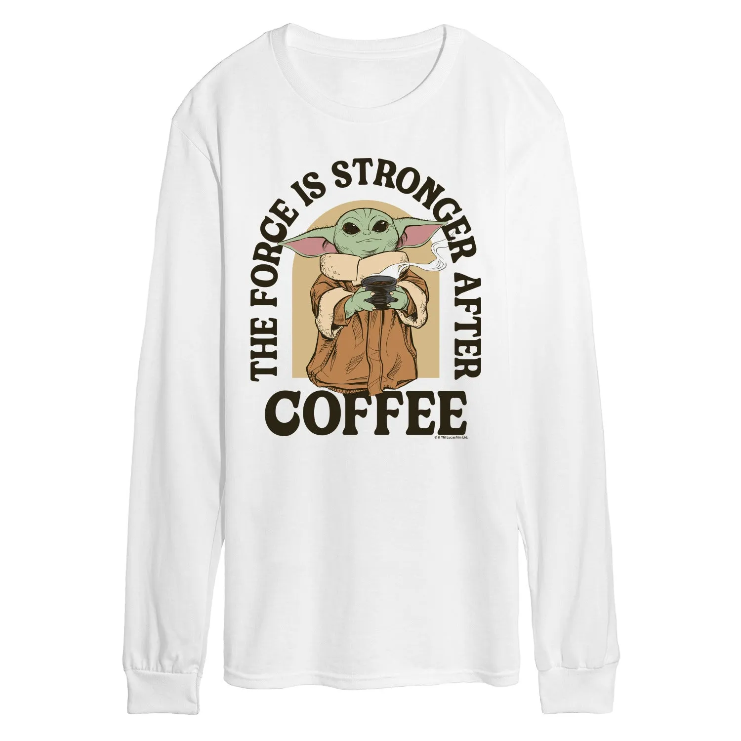 The Mandalorian - Force Stronger After Coffee - Men's Long Sleeve Graphic T-Shirt sold by Zulily