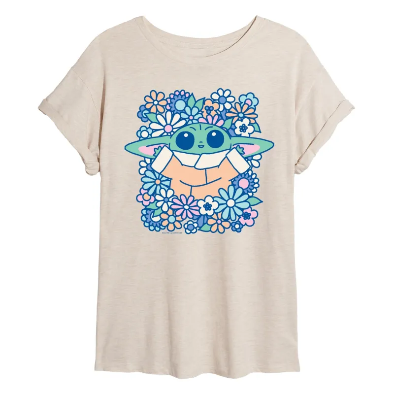 Star Wars - Grogu Flowers - Women's Oversized Graphic T-Shirt made by Star Wars