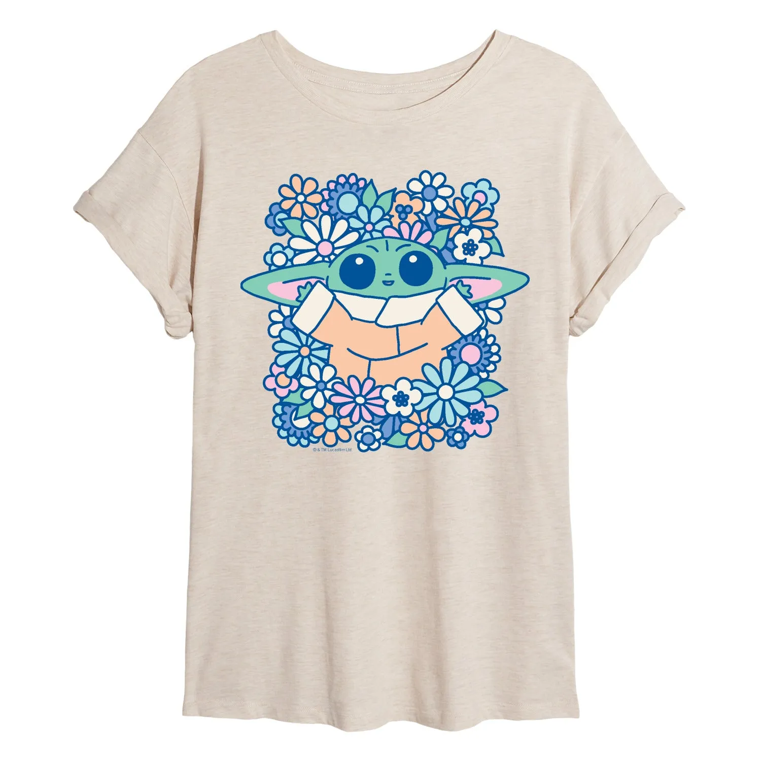 Star Wars - Grogu Flowers - Women's Oversized Graphic T-Shirt sold by Zulily