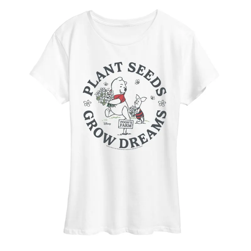 Winnie the Pooh - Plant Seeds Grow Dreams - Women's Short Sleeve Graphic T-Shirt sold by Zulily