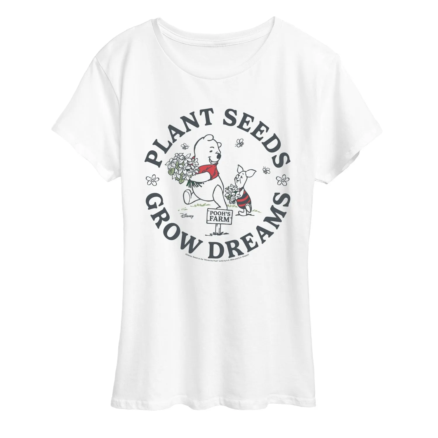 Winnie the Pooh - Plant Seeds Grow Dreams - Women's Short Sleeve Graphic T-Shirt sold by Zulily