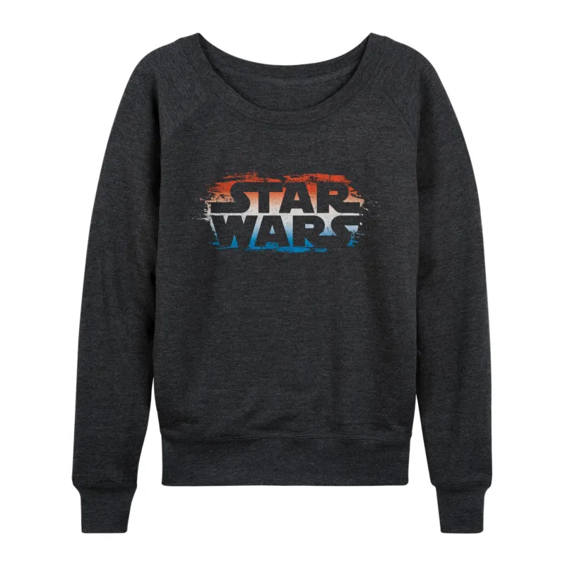 Star Wars - Red White Blue Paint Logo - Women's French Terry Long Sleeve Pullover made by Star Wars