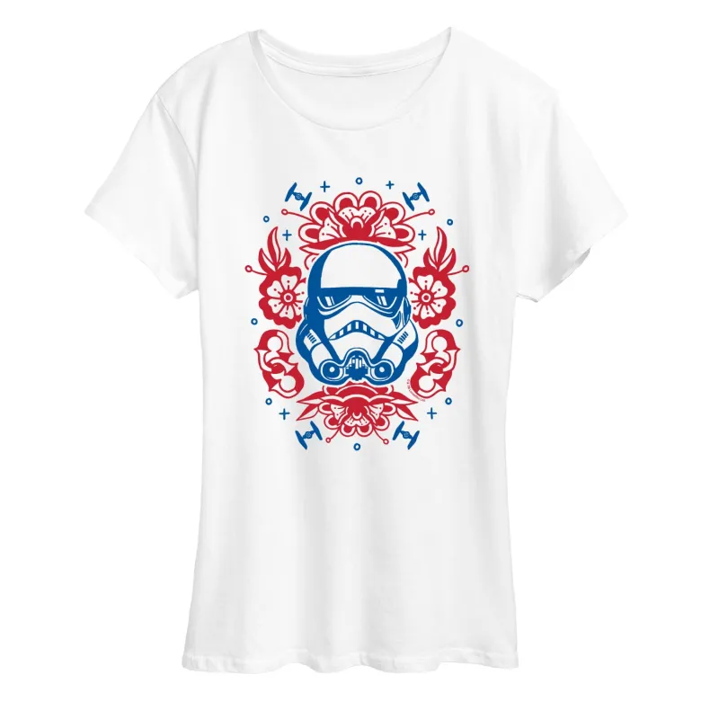 Star Wars - Storm Trooper Americana Tattoo - Women's Short Sleeve Graphic T-Shirt sold by Zulily