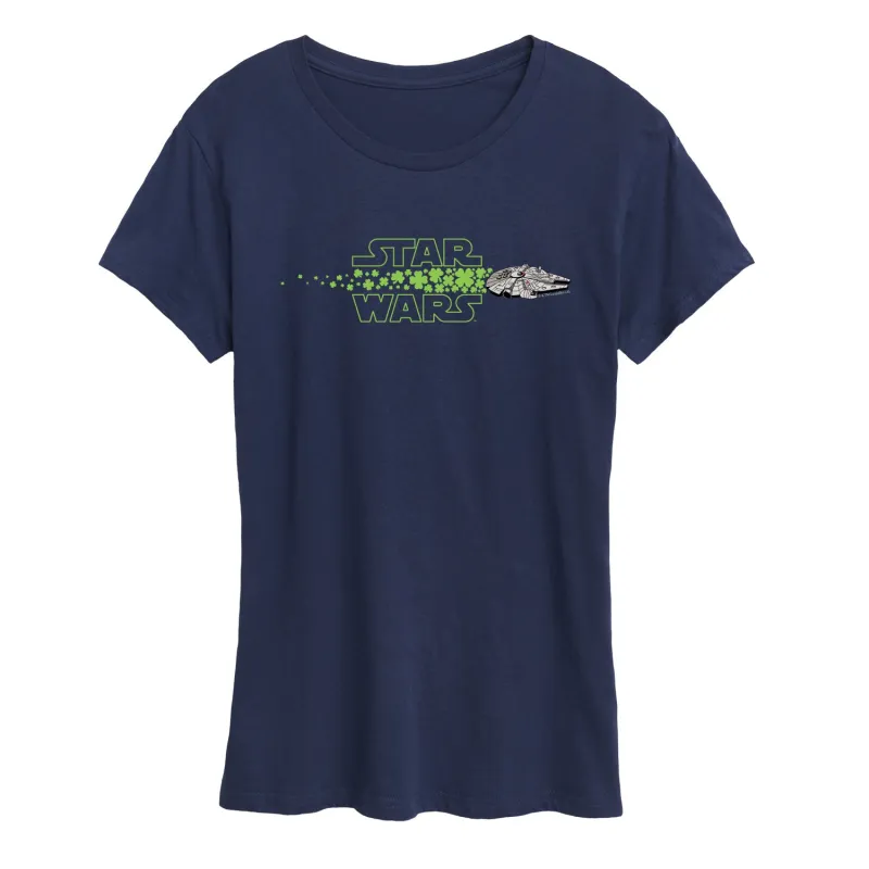 Star Wars - Millennium Falcon Shamrocks - Women's Short Sleeve Graphic T-Shirt sold by Zulily