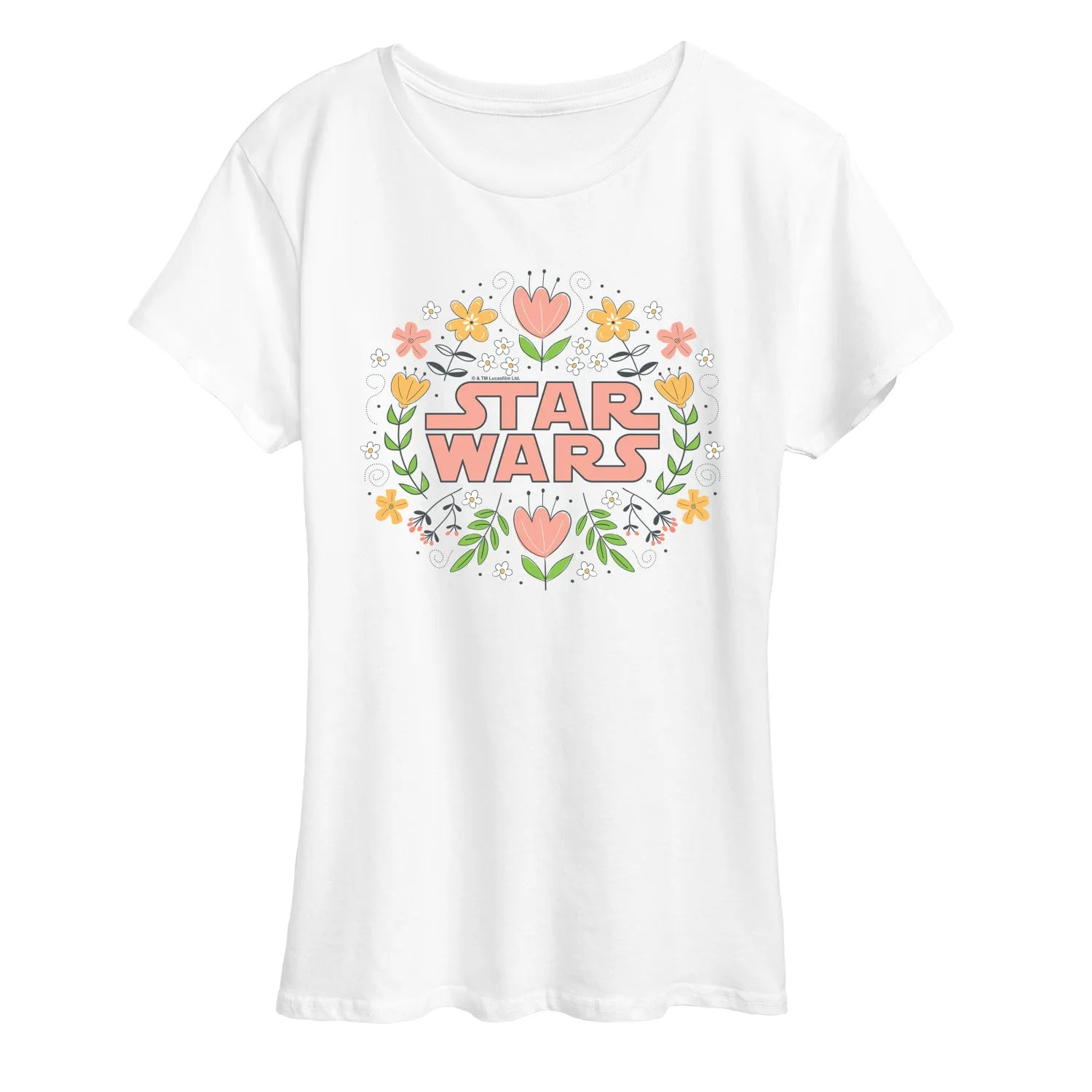 Star Wars - Spring Floral Logo - Women's Short Sleeve Graphic T-Shirt sold by Zulily