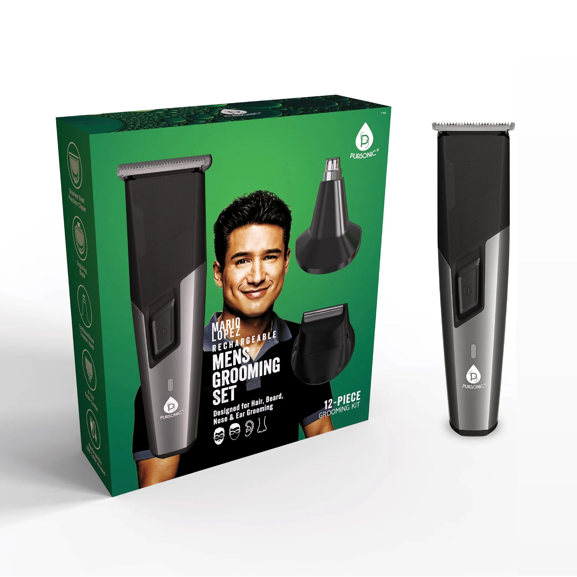 Pursonic Mario Lopez Rechargeable Men's Grooming Set - Complete Hair, Beard, Nose, and Ear Grooming Kit sold by Zulily product image thumbnail 2