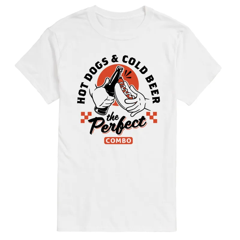 Instant Message - Hot Dogs and Cold Beer - Men's Short Sleeve Graphic T-Shirt made by Zulily