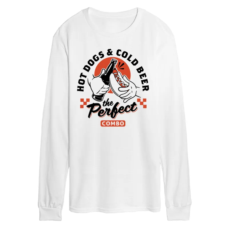 Instant Message - Hot Dogs and Cold Beer - Men's Long Sleeve Graphic T-Shirt sold by Zulily
