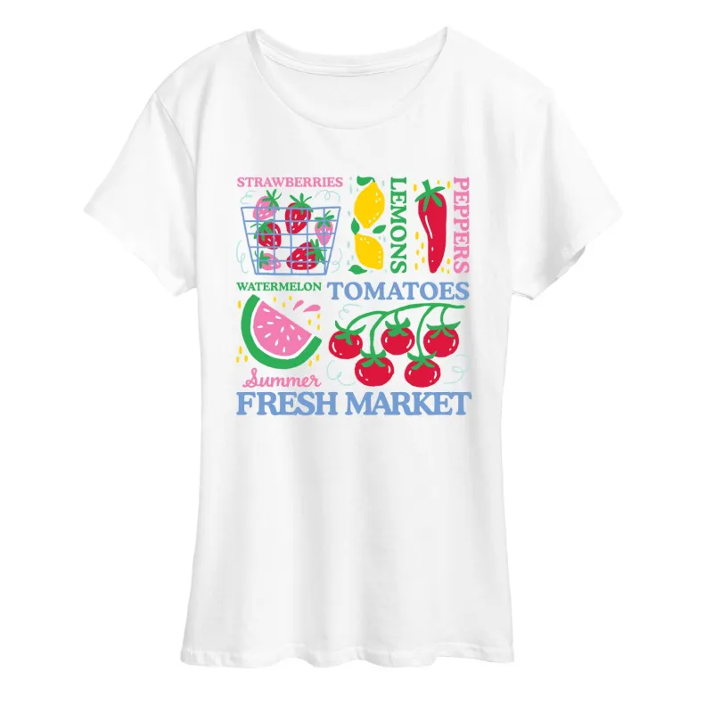 Instant Message - Summer Fresh Market - Women's Short Sleeve Graphic T-Shirt sold by Zulily