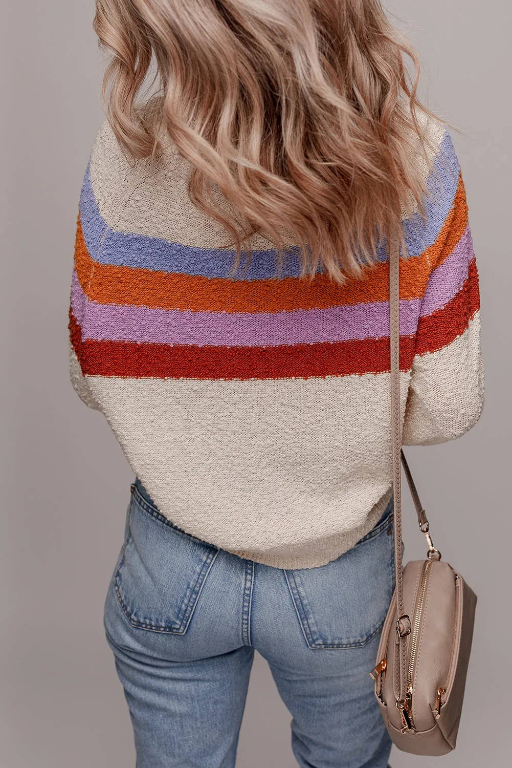 Threaded Pear Ayla Striped Color Block Loose Sleeve Chic Sweater sold by Zulily product image thumbnail 2