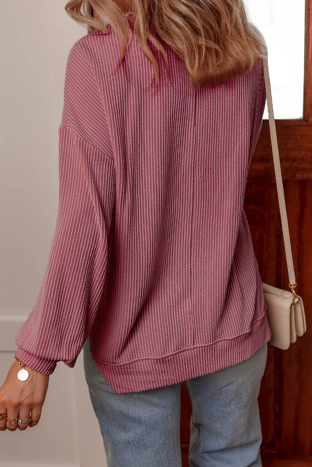 Threaded Pear Audrey Twisted Rib V Neck Loose Sleeve Top sold by Zulily product image thumbnail 2