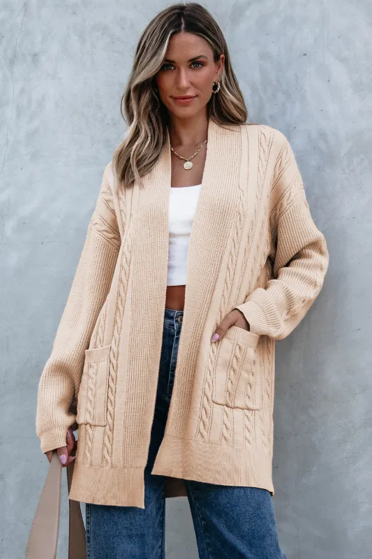 Threaded Pear Jade Oversize Chunky Cable Knit Midi-length Cardigan sold by Zulily