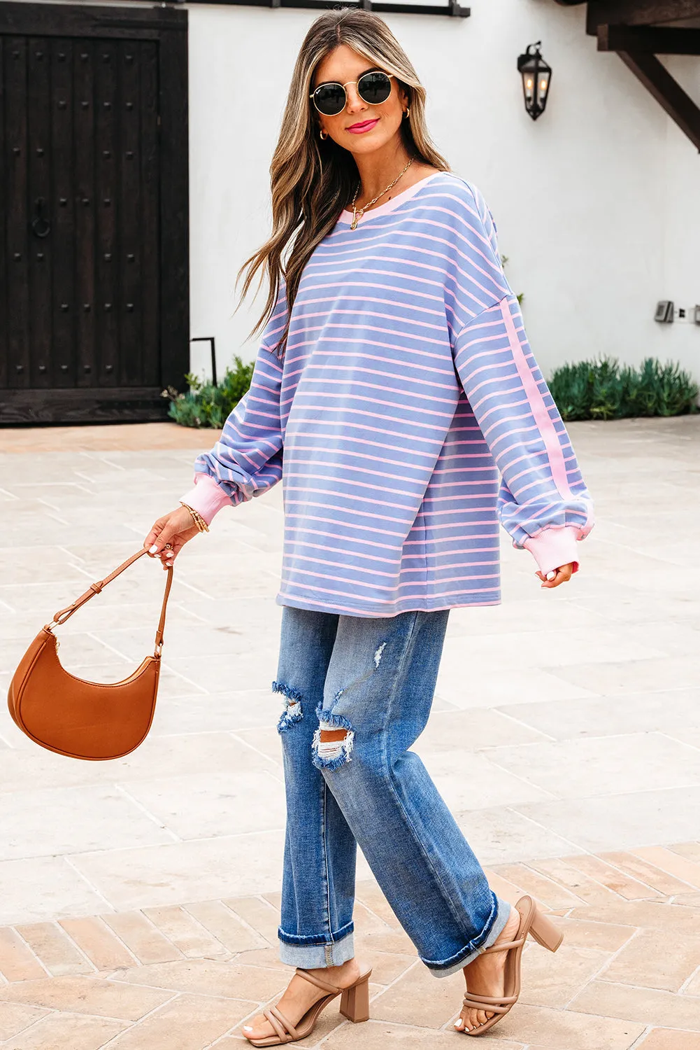 Threaded Pear Eliza Stripe Oversize Casual Top sold by Zulily product image thumbnail 4