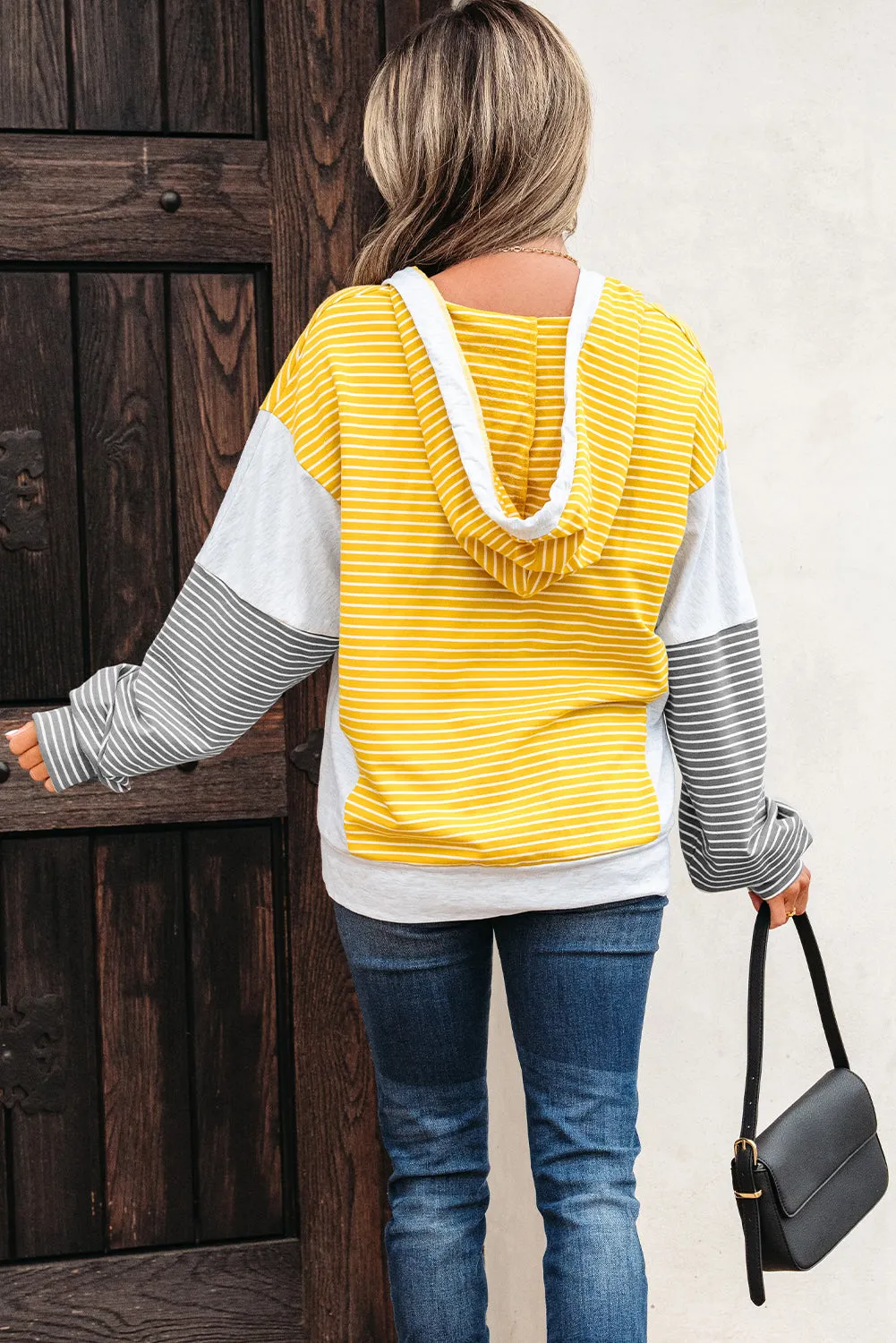 Threaded Pear Margot Stripe Drawstring Loose Fit Hooded Top sold by Zulily product image thumbnail 2