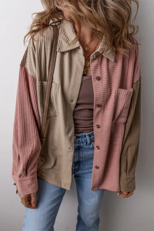 Threaded Pear Abigail Block Chest Corduroy Shacket made by Threaded Pear