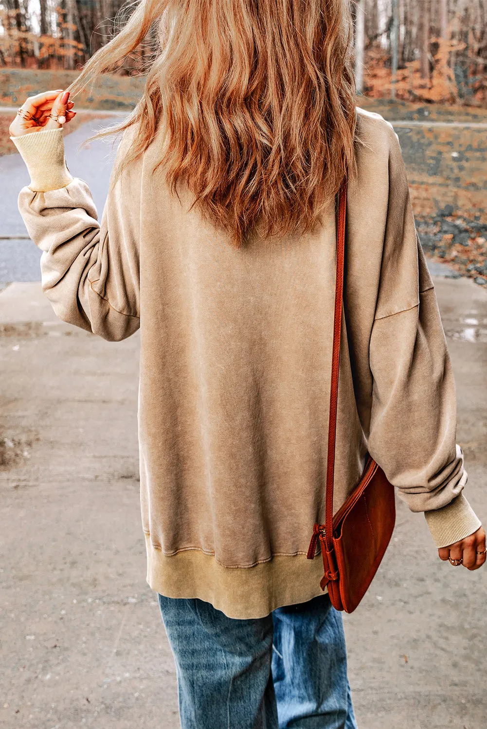 Threaded Pear Ella Ribbed Trim Oversized Sweatshirt sold by Zulily product image thumbnail 2