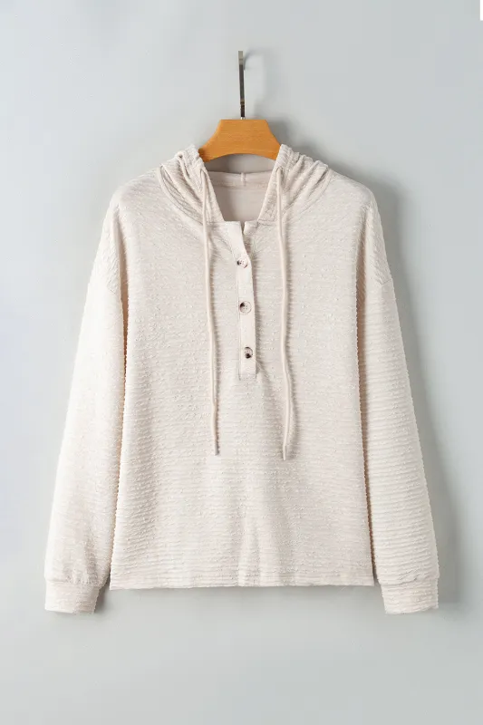 Threaded Pear Madison Textured Drawstring Henley Hoodie made by Threaded Pear