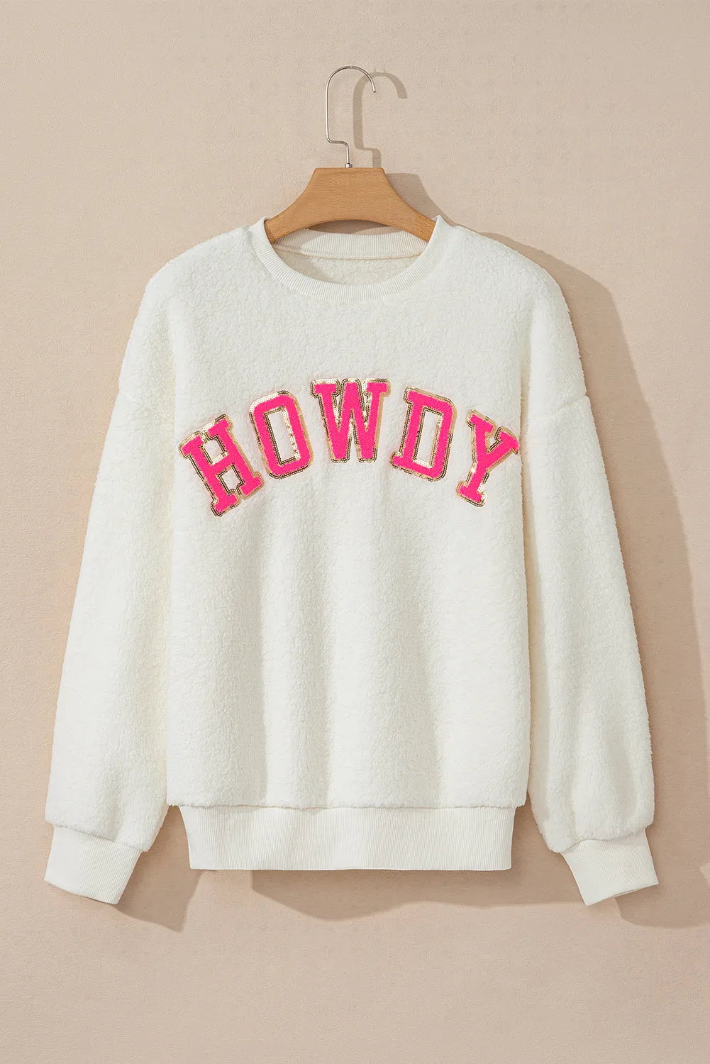 Threaded Pear Mila Sherpa Howdy Patched Pullover sold by Zulily