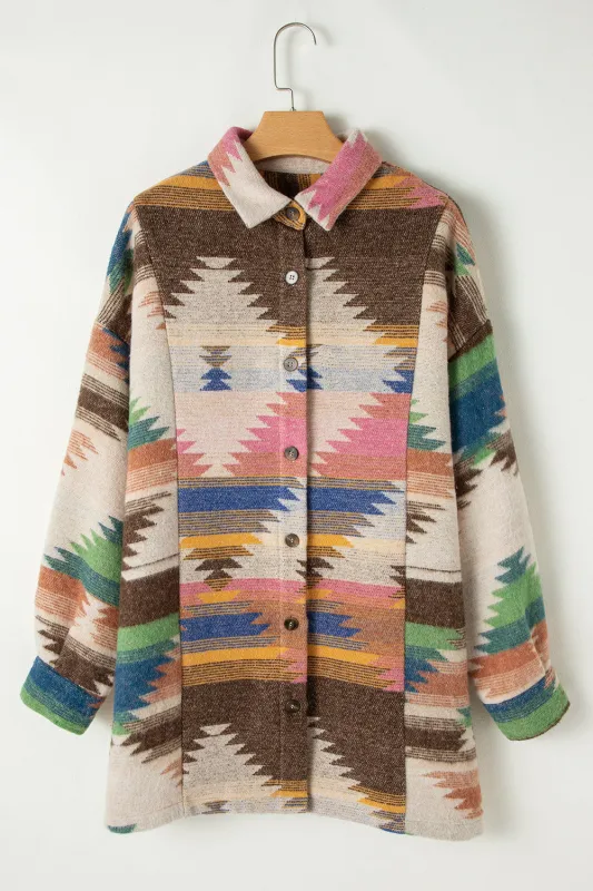 Threaded Pear Laney aztec Print Up Shacket sold by Zulily