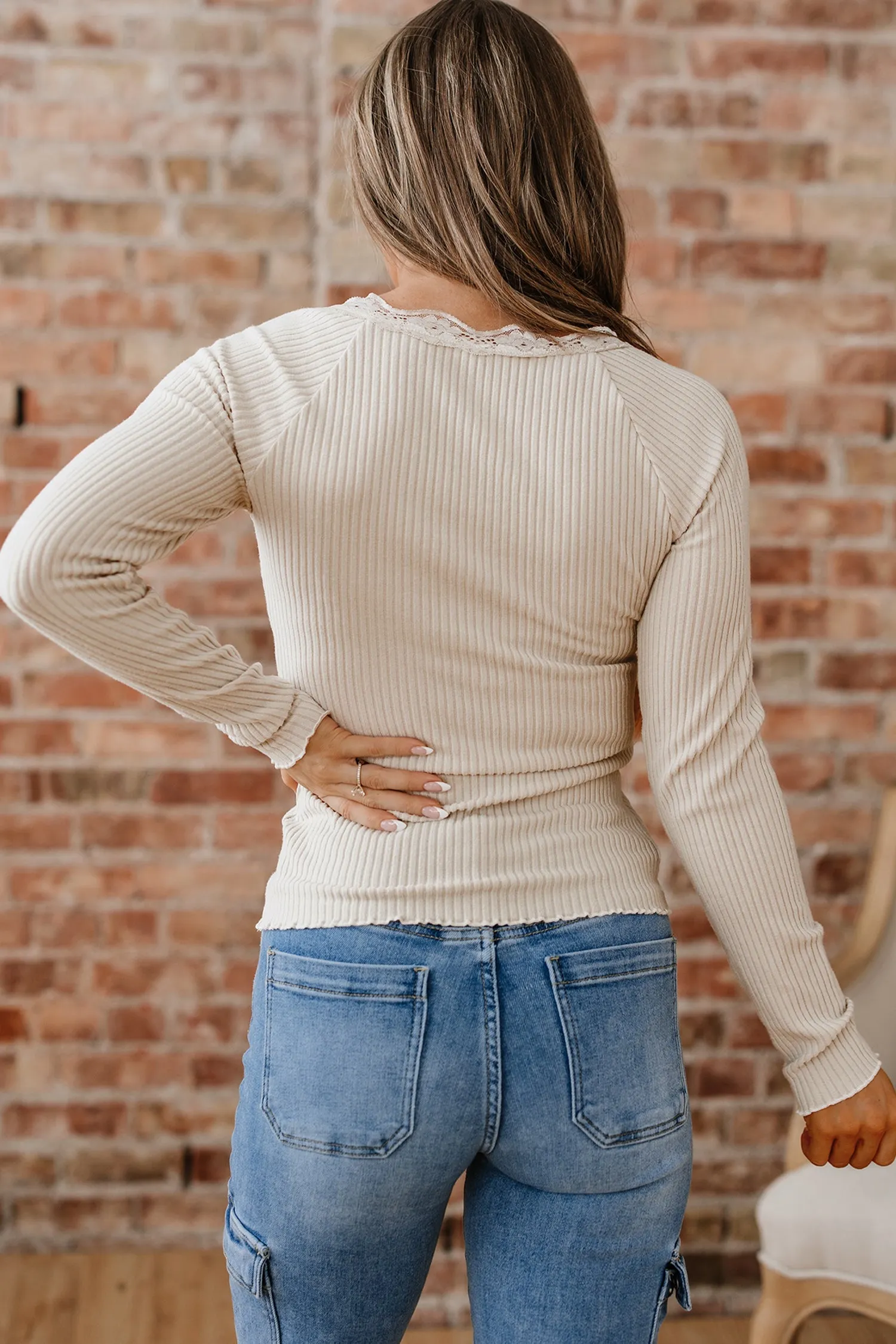 Threaded Pear Pearl Sleeve Ribbed top Long Sleeve Top sold by Zulily product image thumbnail 2