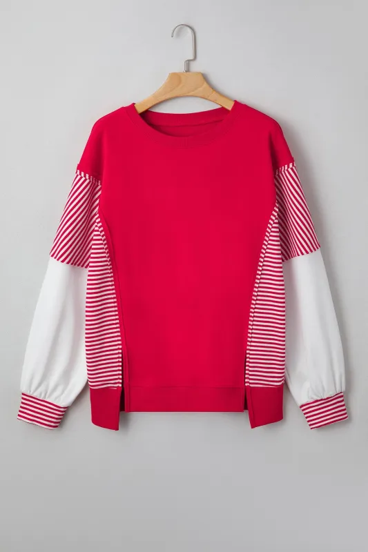 Threaded Pear Aaliyah Patchwork Sleeve Colorblock Sweatshirt made by Threaded Pear