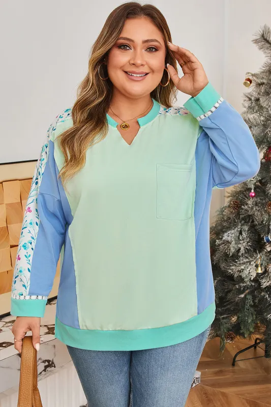 Threaded Pear Opal Sleeve Notched top Long Sleeve PLUS Top made by Threaded Pear