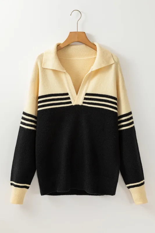 Threaded Pear Briella Colorblock Stripe Collared Sweater sold by Zulily