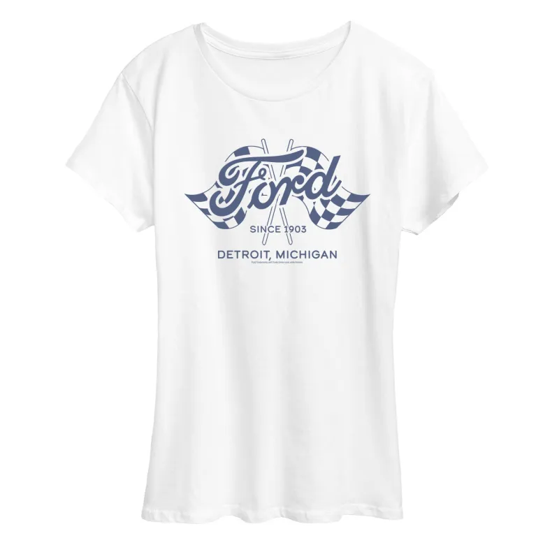 Ford - Detroit Flags - Women's Short Sleeve Graphic T-Shirt sold by Zulily