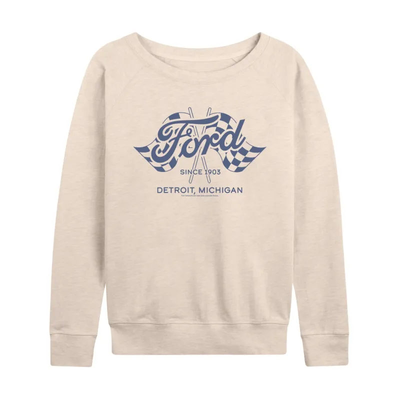 Ford - Detroit Flags - Women's French Terry Long Sleeve Pullover sold by Zulily