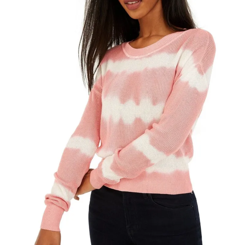 Crave Fame Juniors' Women's Tie-Dyed Crew-Neck Sweater Pink Size X-Small sold by Zulily